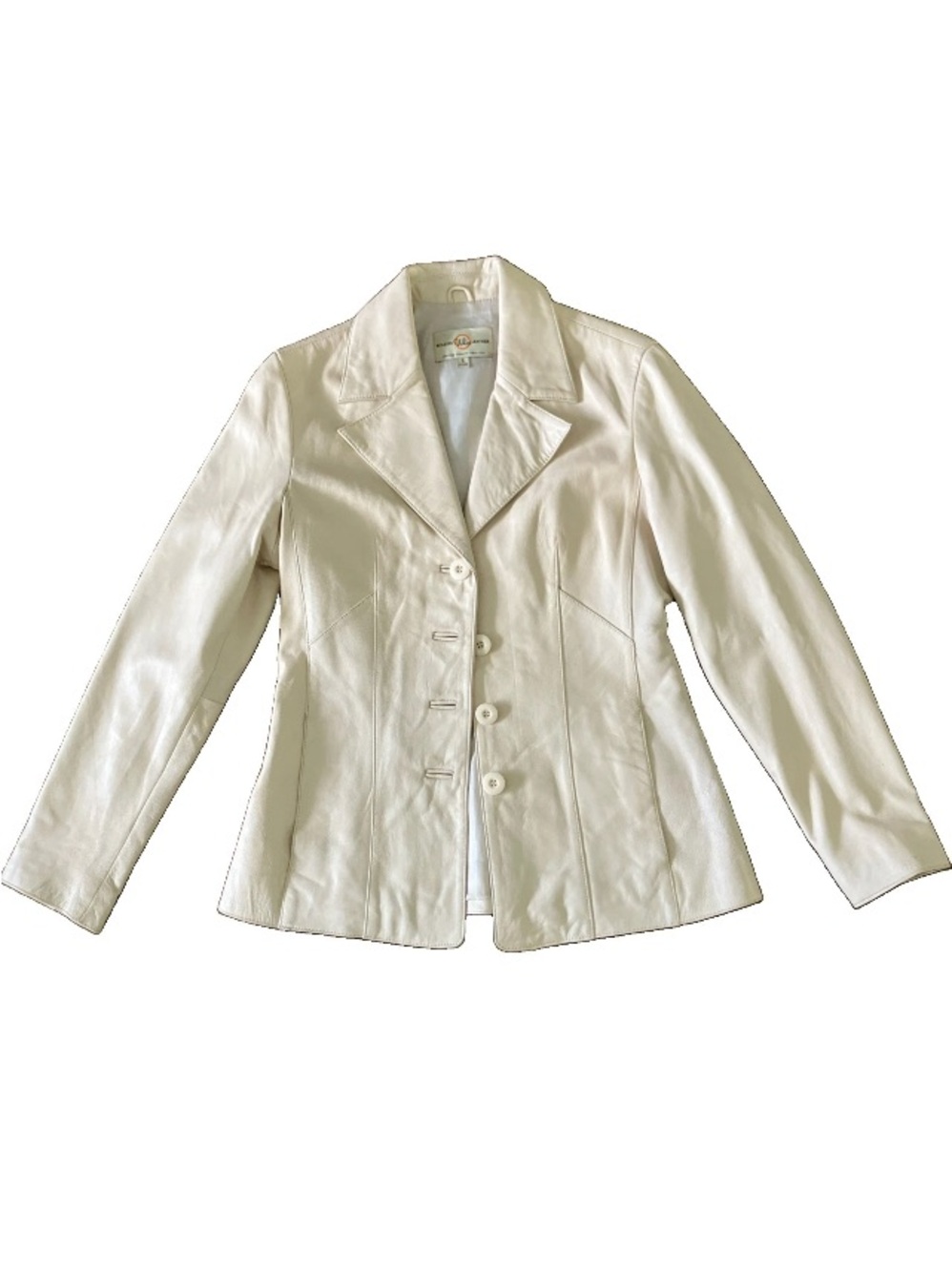 Vintage Wilsons Leather Maxima Blazer Sz Small Jacket Coat Beige Cream 1990 90’s